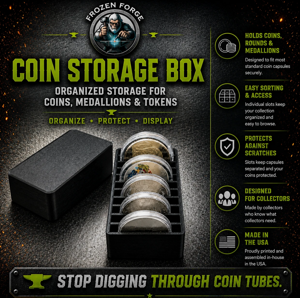 Silver storage box/container 1oz coins or rounds in standard capsules - 10 Slot