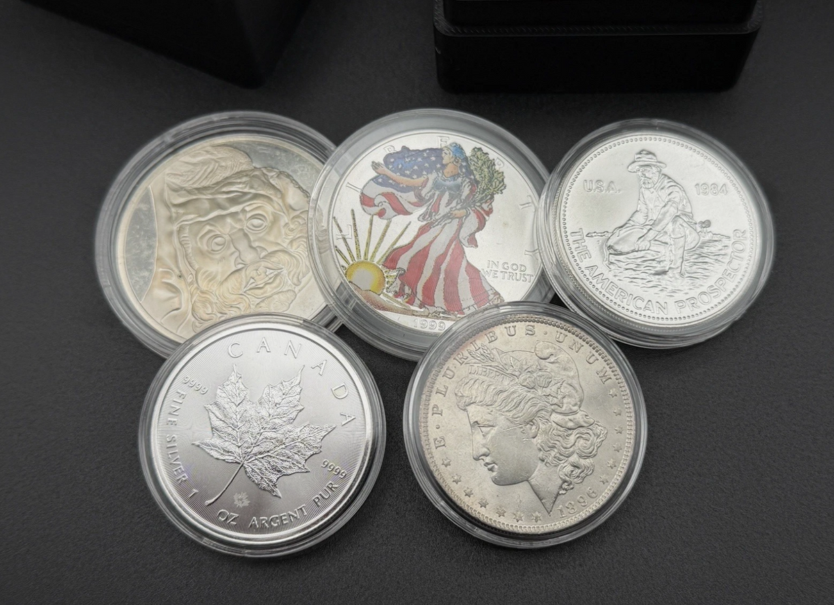 Silver storage box/container 1oz coins or rounds in standard capsules - 10 Slot