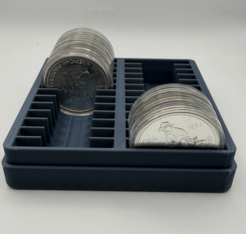 1oz Silver Coin Storage Box Holds 26 Rounds in Standard Capsules Pick Color