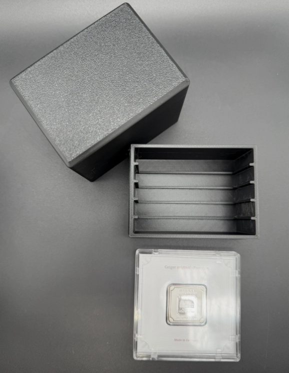 5 Slot Geiger Edelmetalle Assay Storage Box 20g 1oz Silver Gold - Pick Color