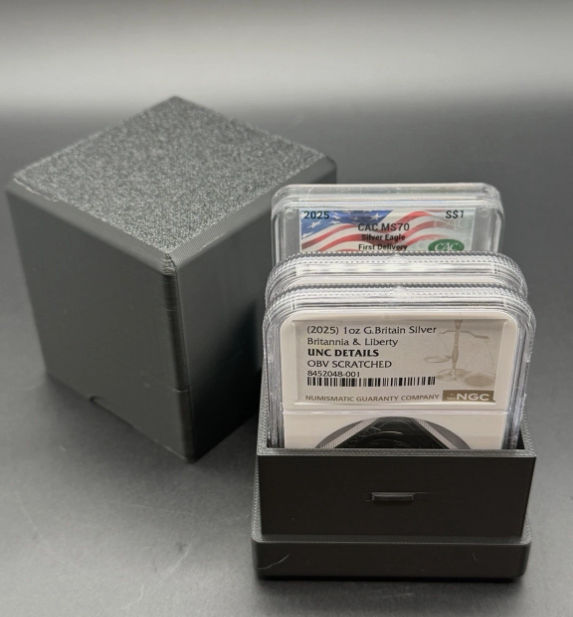 NGC CAC Graded Coin Slab Storage Box 5 Slot Holder - 3D Printed