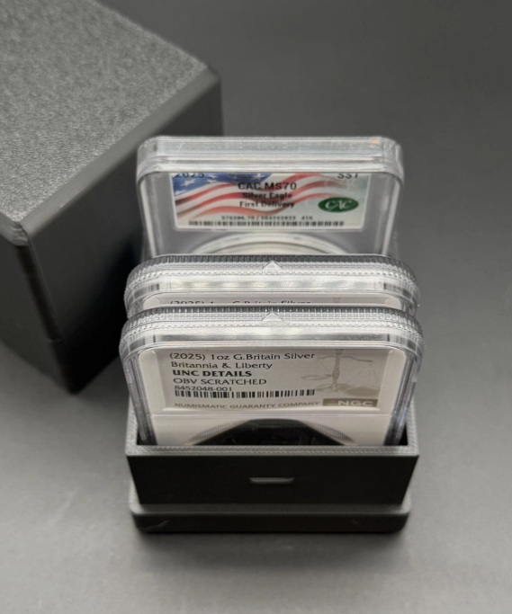 NGC CAC Graded Coin Slab Storage Box 5 Slot Holder - 3D Printed